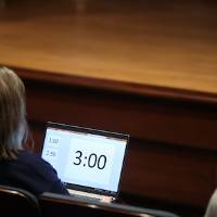 3-minute countdown timer controlled by Sheri DeVries